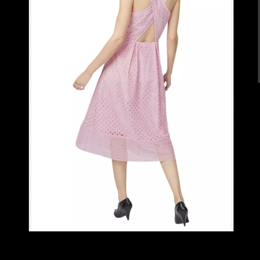 BNWT! Warehouse UK PINK EYELET LINEAR DRESS - Picture 5 of 5